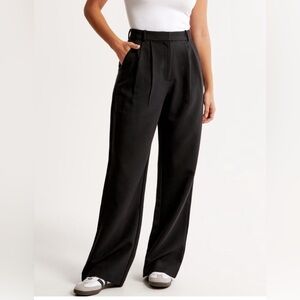 Abercrombie & Fitch Sloane Tailored Black Wide-Leg Women's Pants, 27 Extra Short